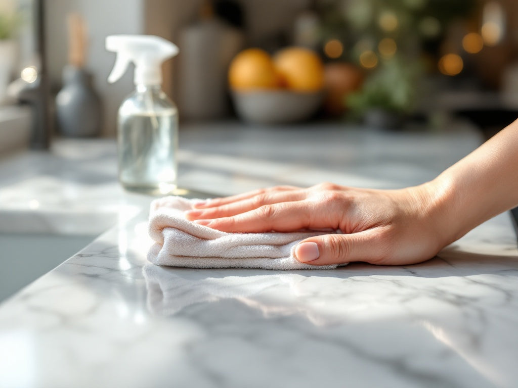 Pulizia del marmo di Carrara con panno morbido
