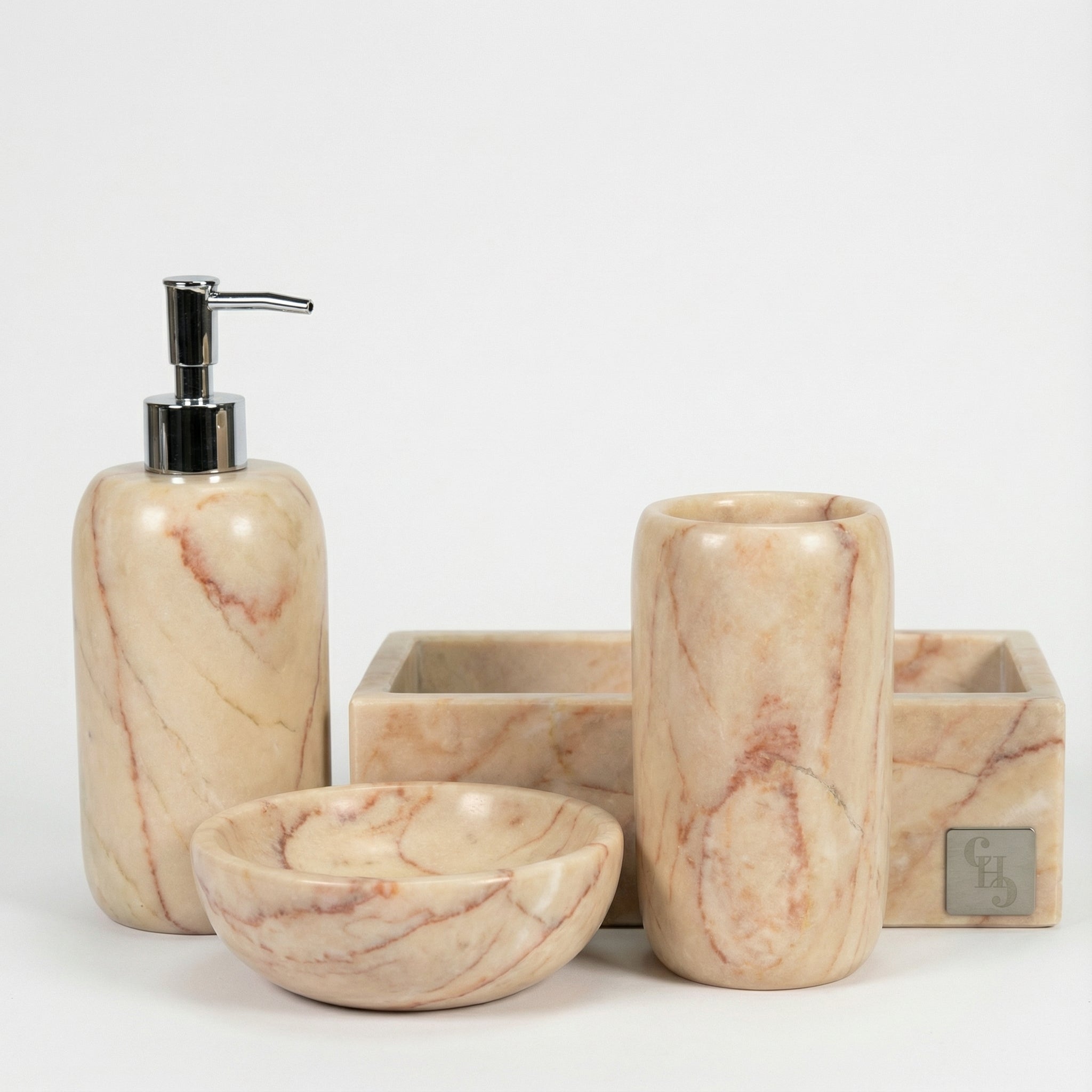 Set da Bagno in Marmo Rosa Portogallo Modello "Elegant"