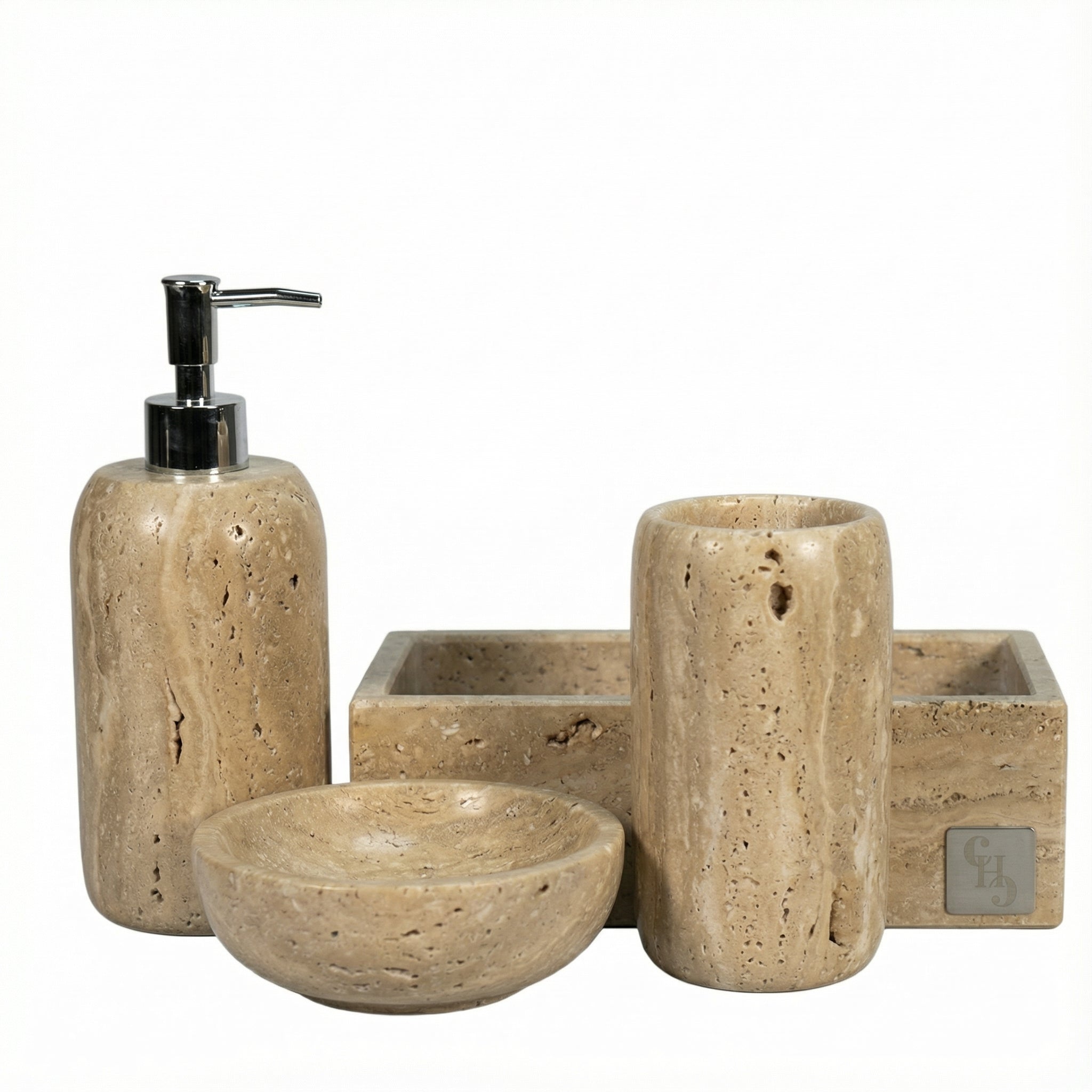 Set da Bagno in Travertino Romano Modello "Elegant"