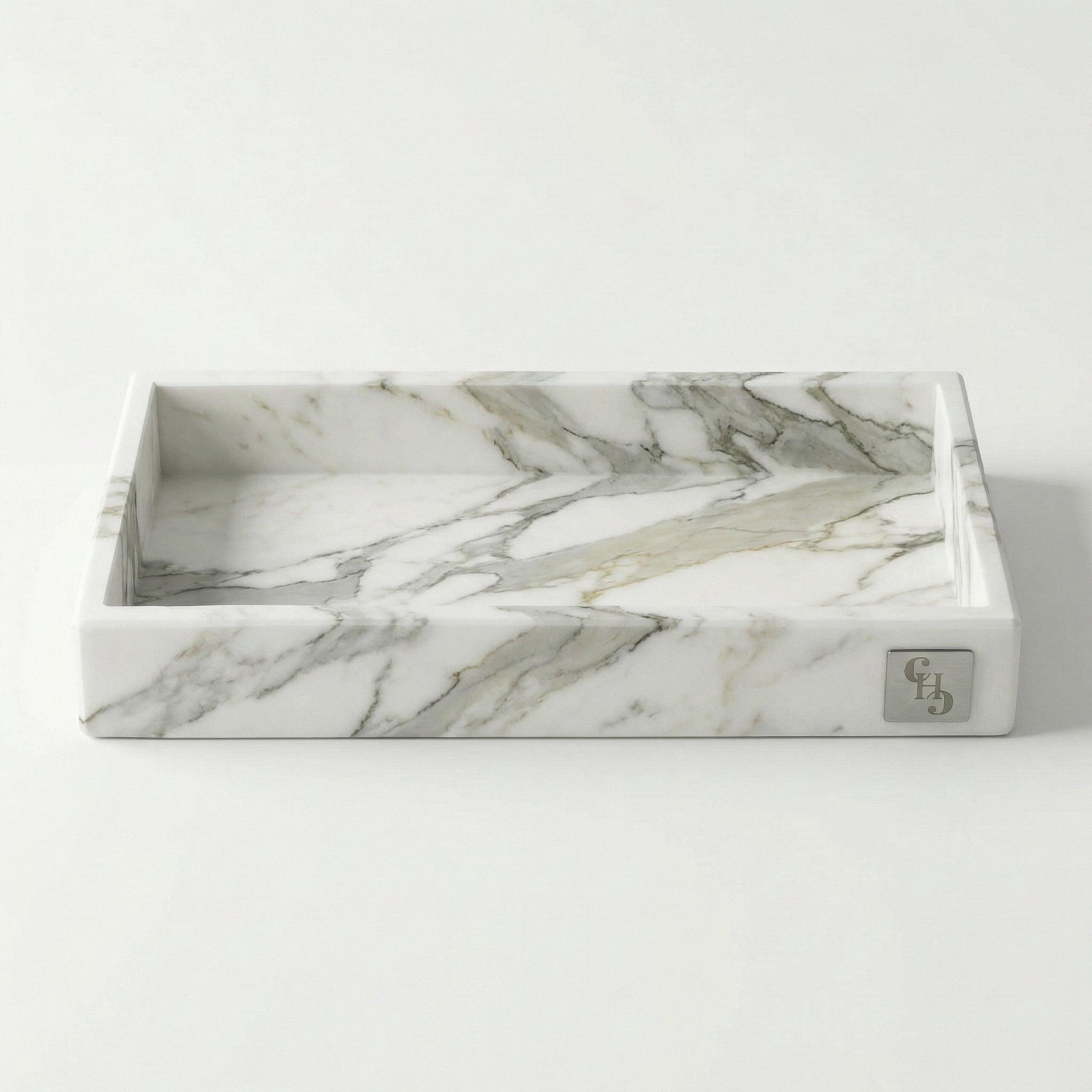 Vassoio Rettangolare in Marmo Calacatta