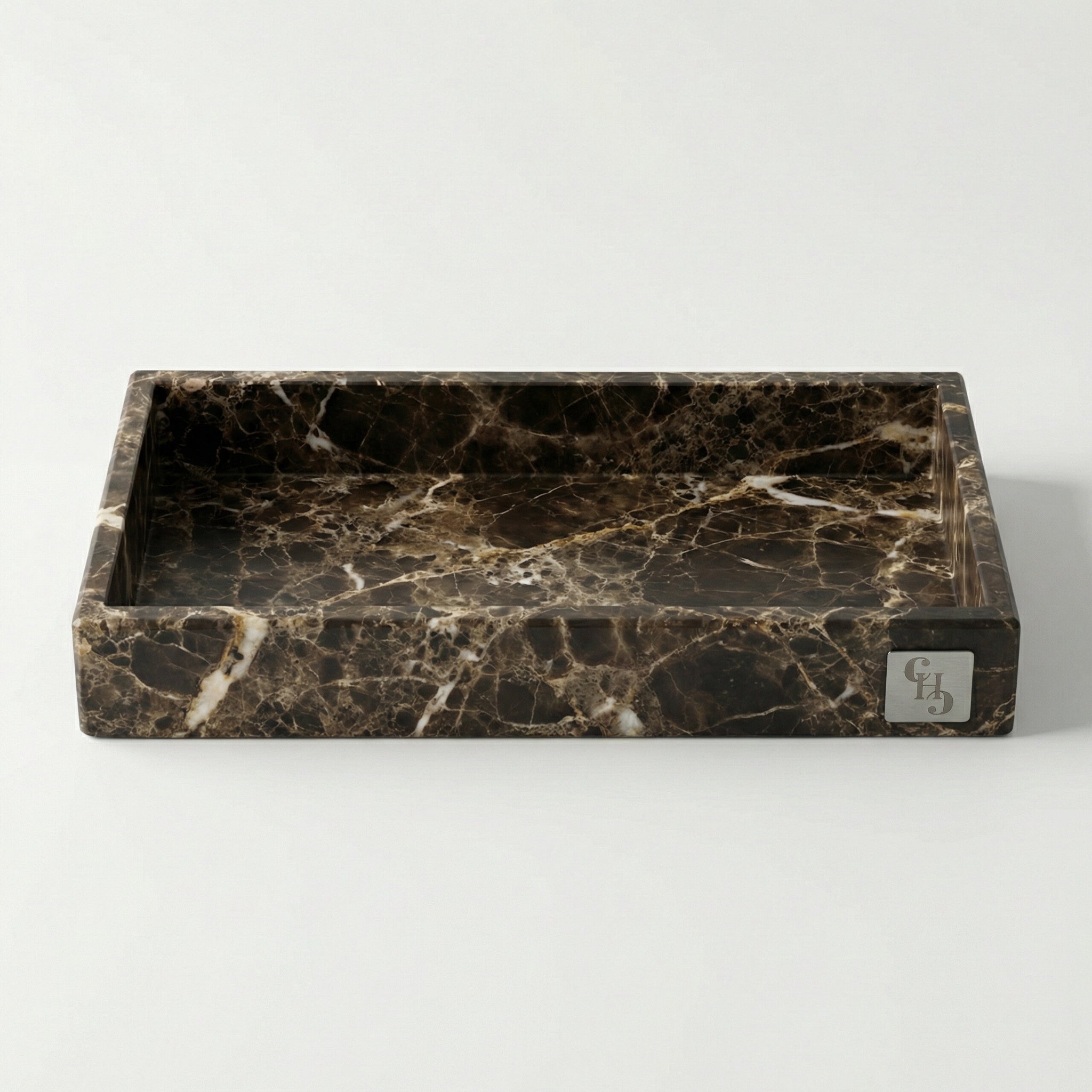 Vassoio Rettangolare in Marmo Emperador Dark