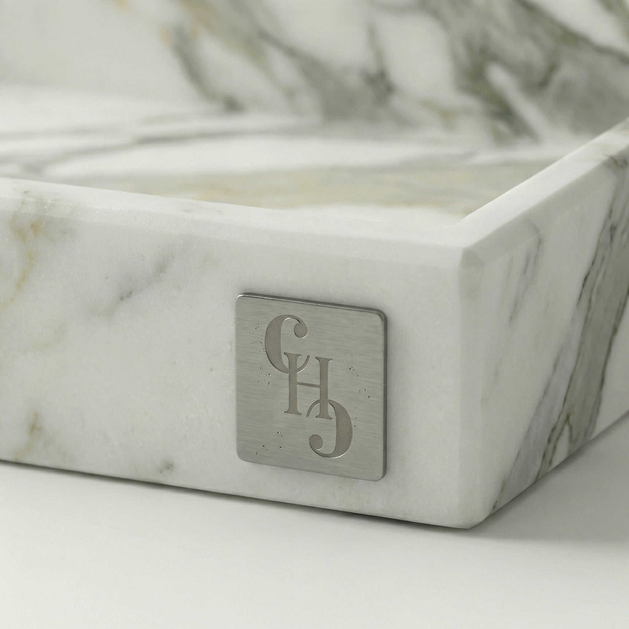 Vassoio Rettangolare in Marmo Calacatta