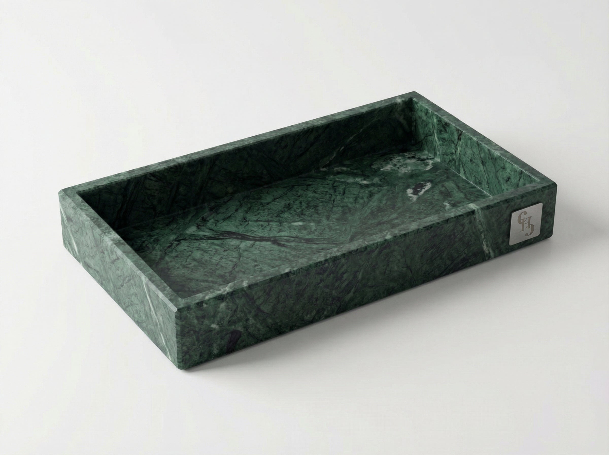 Vassoio Rettangolare in Marmo Verde Guatemala