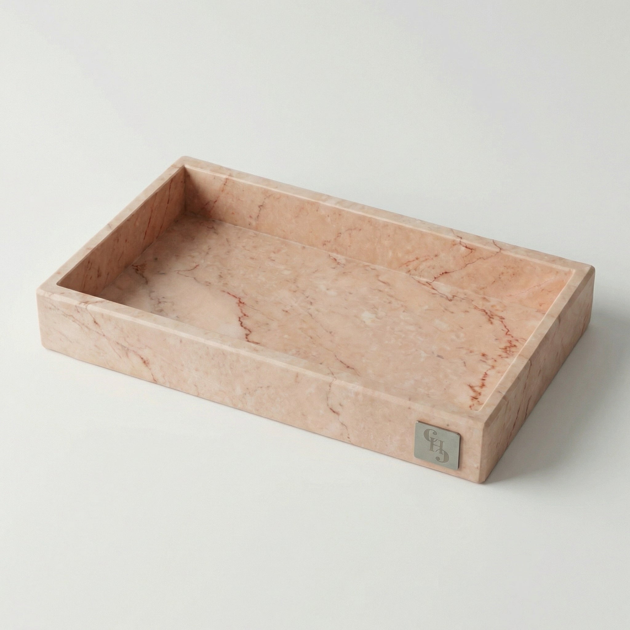 Vassoio Rettangolare in Marmo Rosa Portogallo