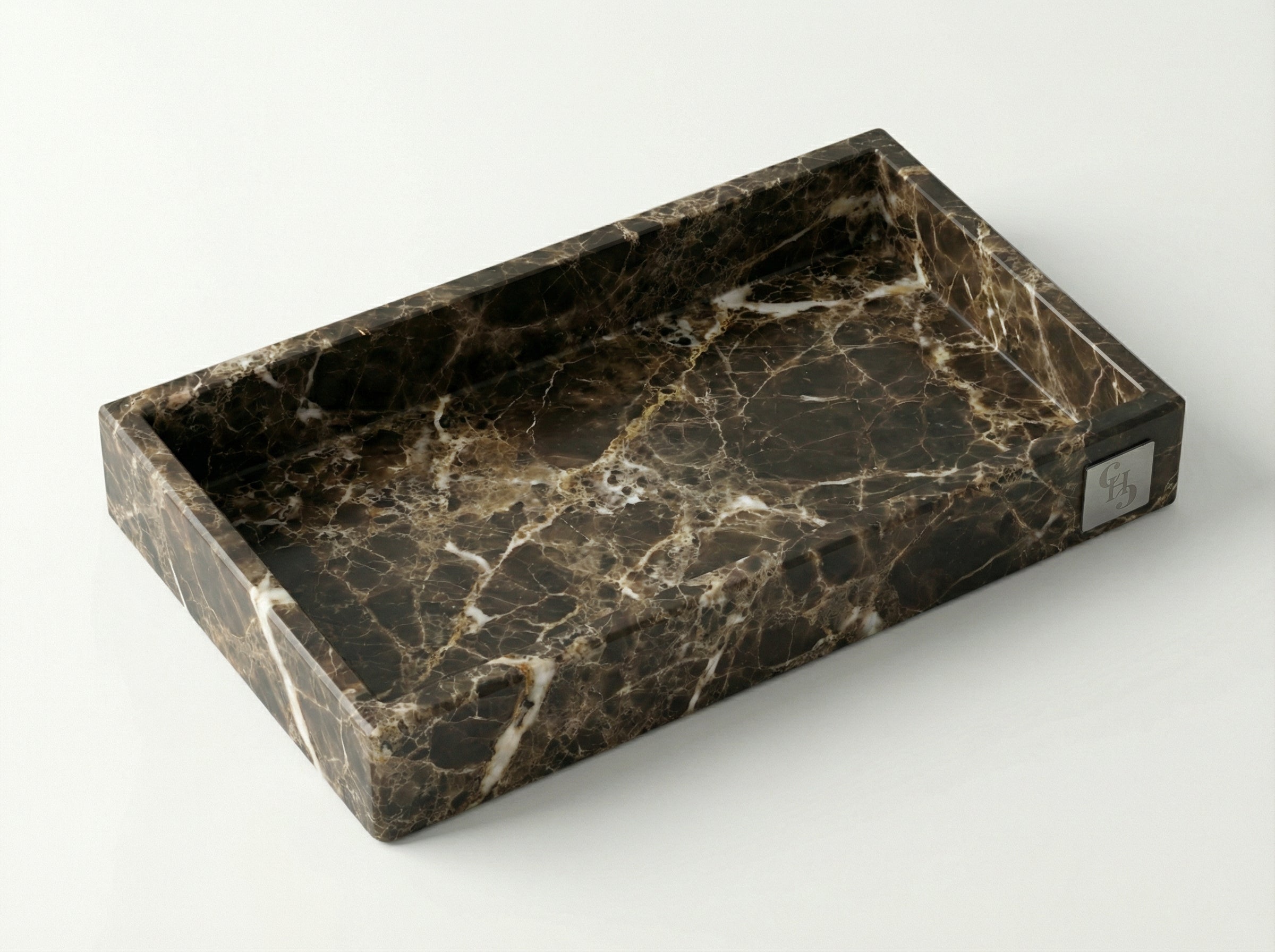 Vassoio Rettangolare in Marmo Emperador Dark