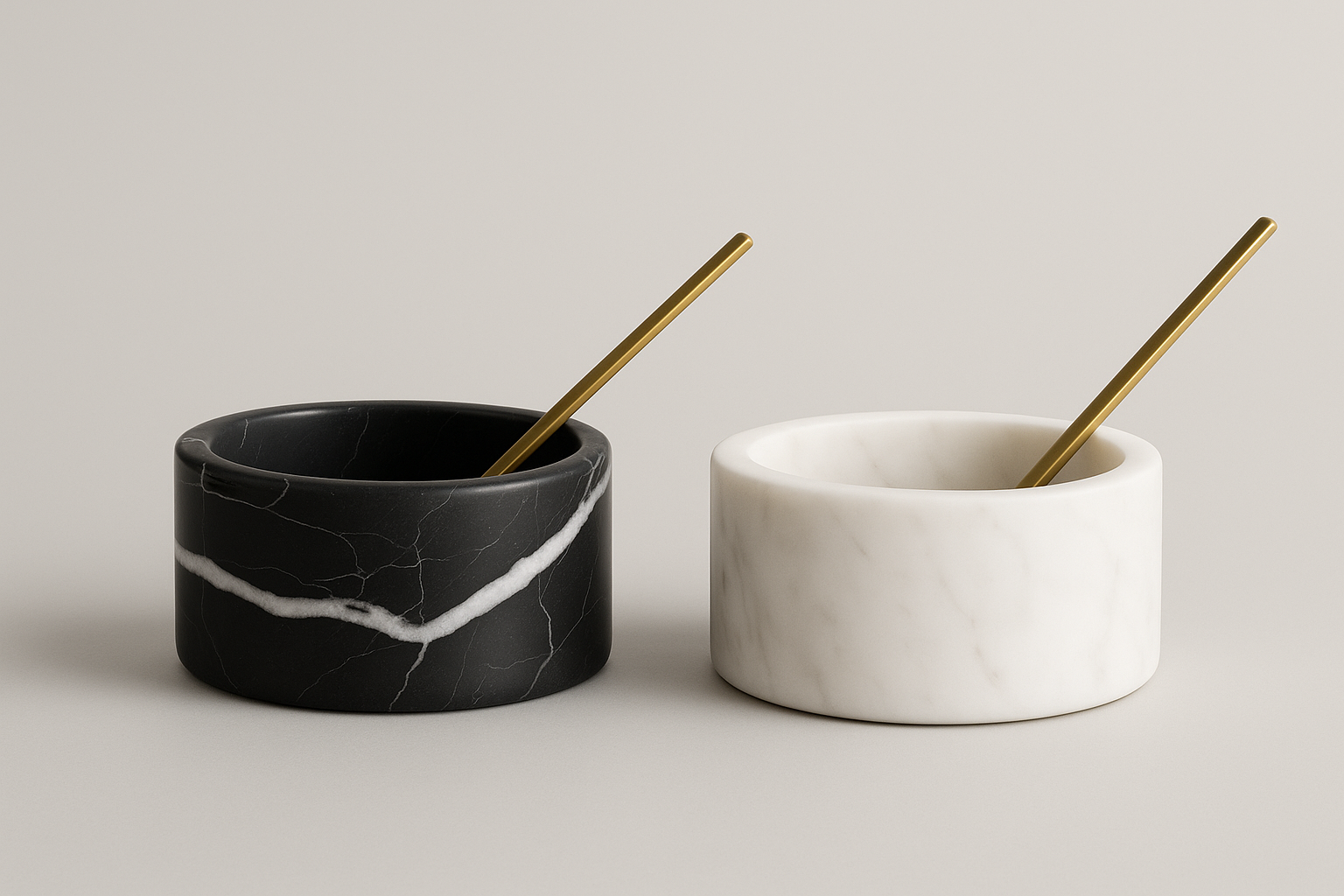 Set Pinch Pot in Marmo Nero Marquina e Bianco Carrara