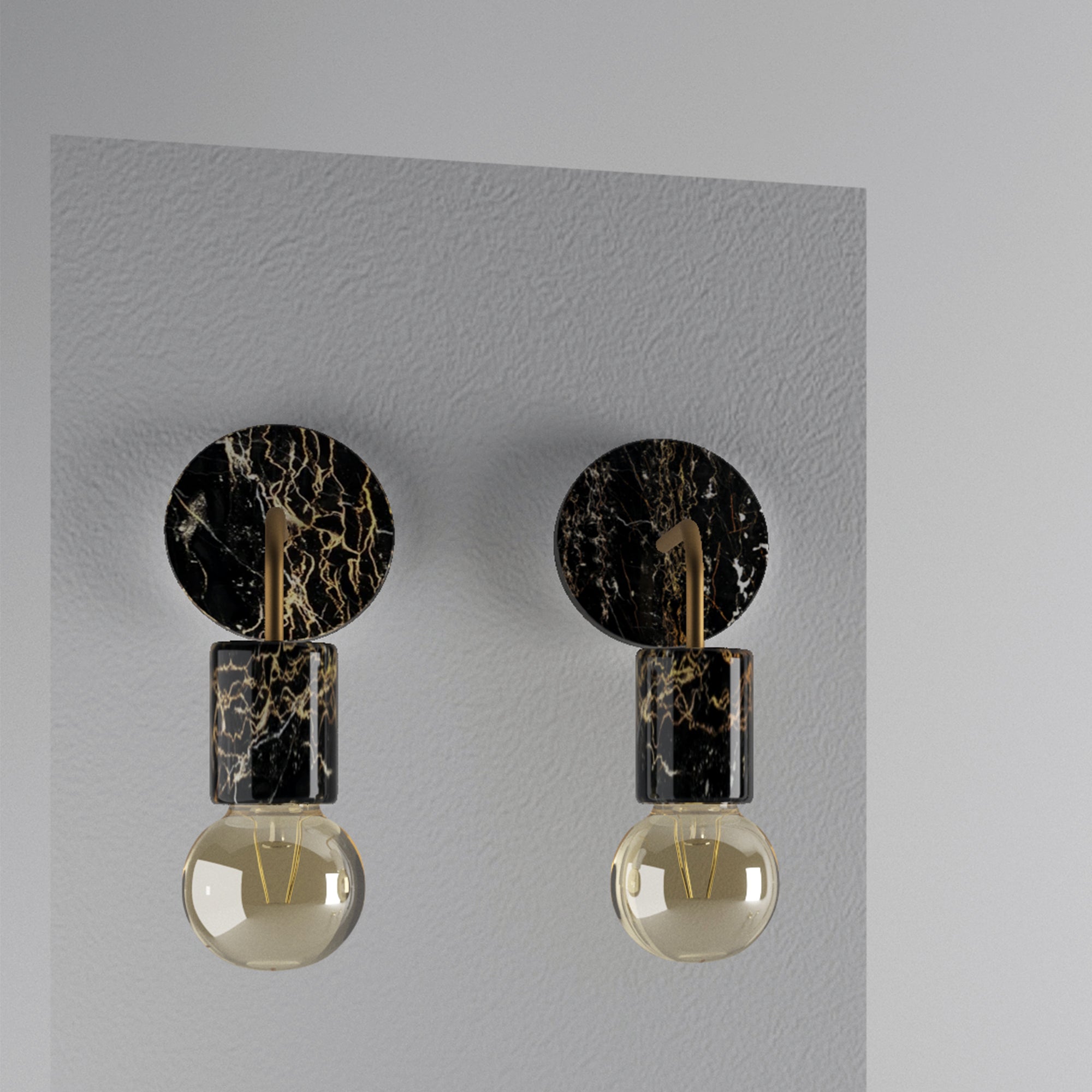 Applique in Marmo Portoro con venature dorate uniche, illuminazione elegante per la casa