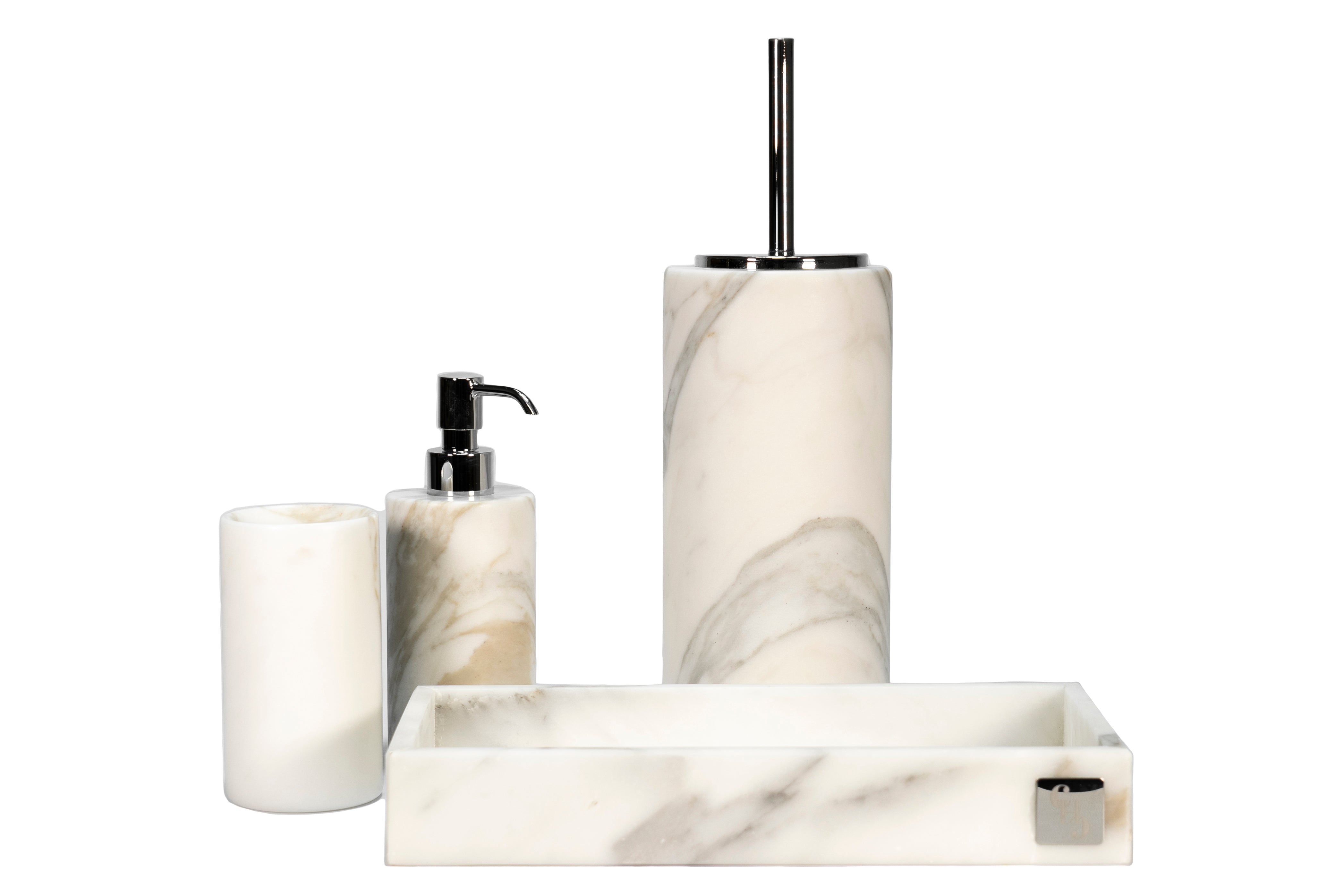 Set da Bagno in Marmo con venature uniche, accessorio elegante per il bagno.