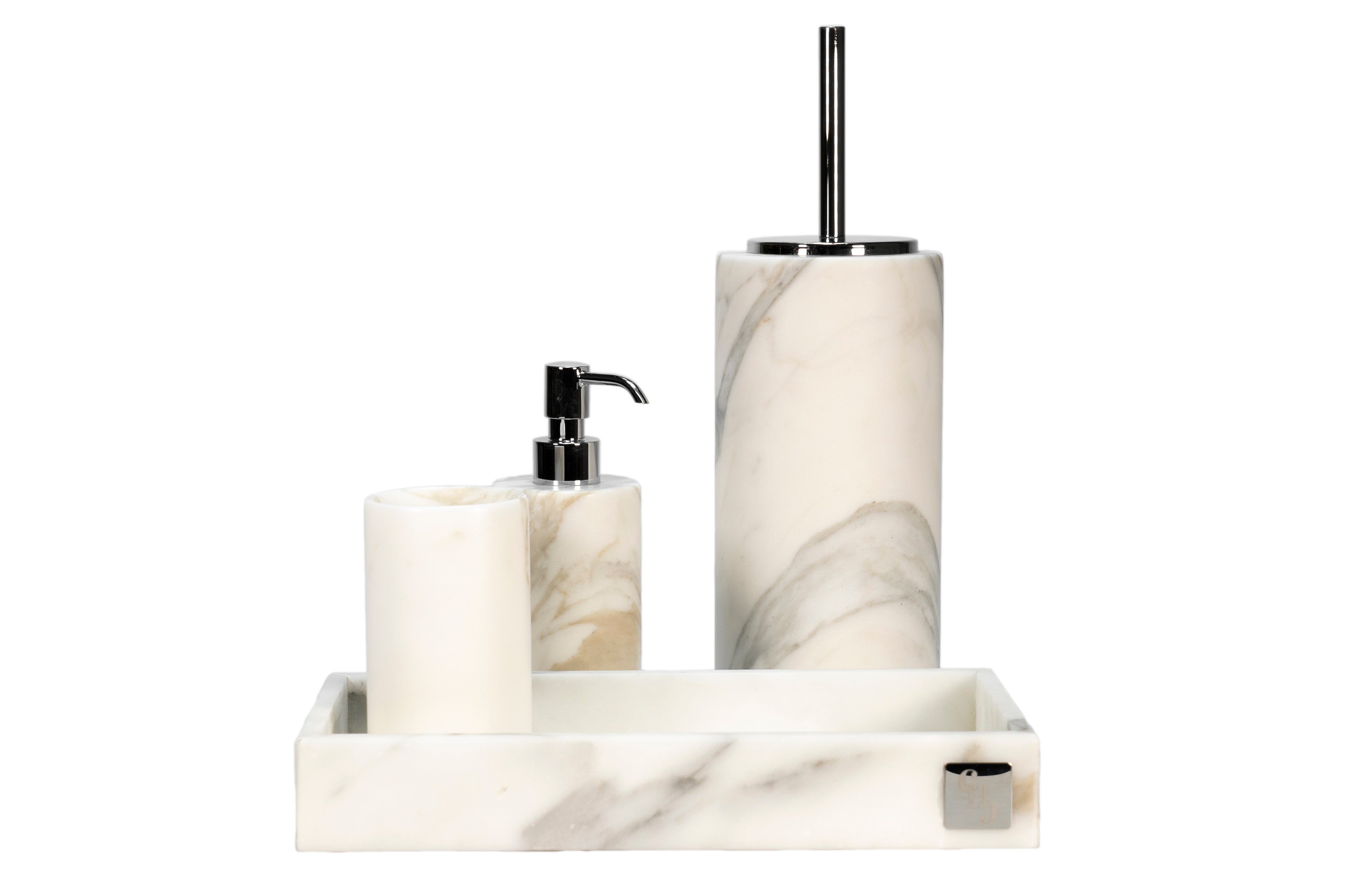 Set da Bagno in Marmo con venature uniche, accessorio elegante per il bagno.