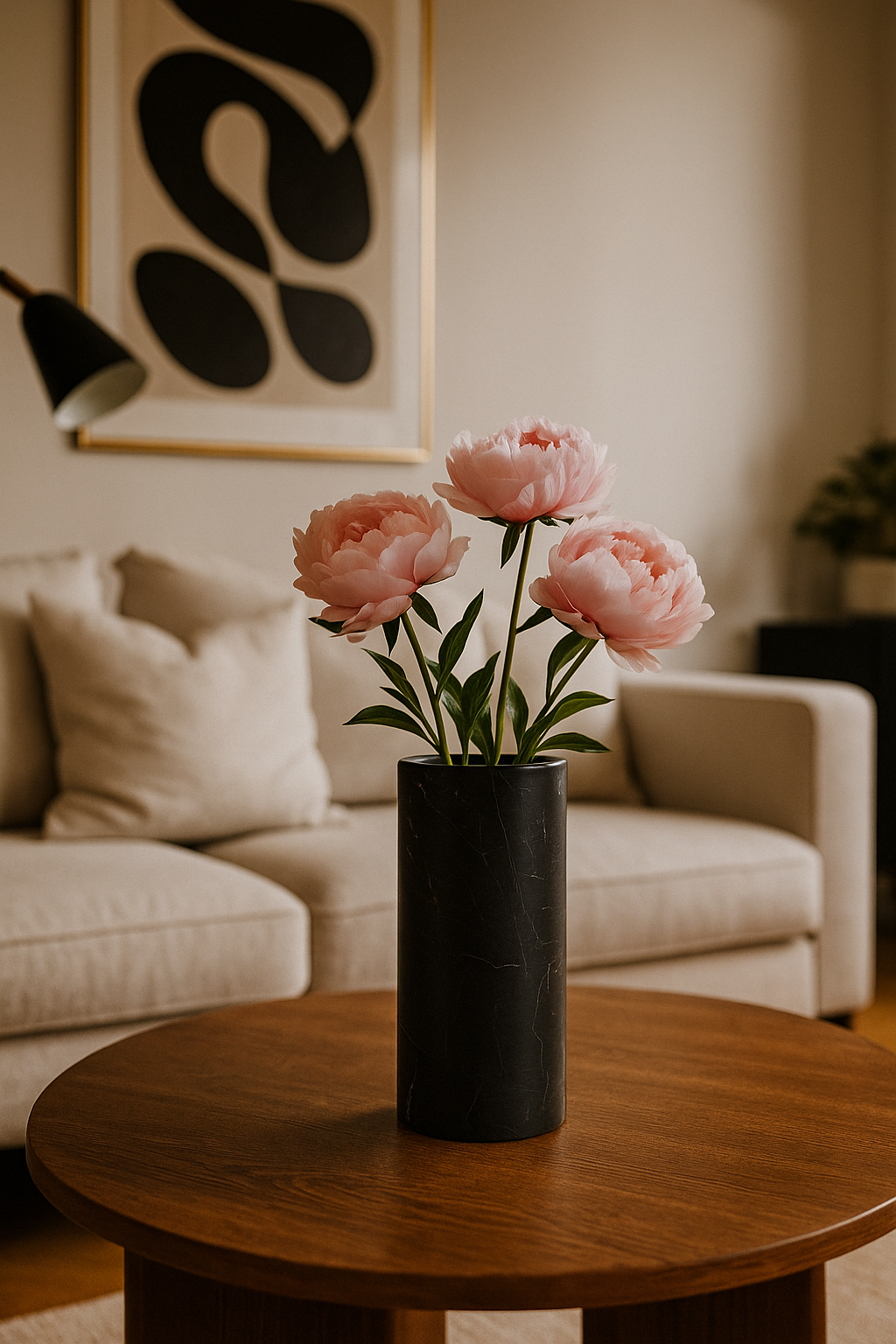 Vaso Cylinder in Marmo Nero Marquina