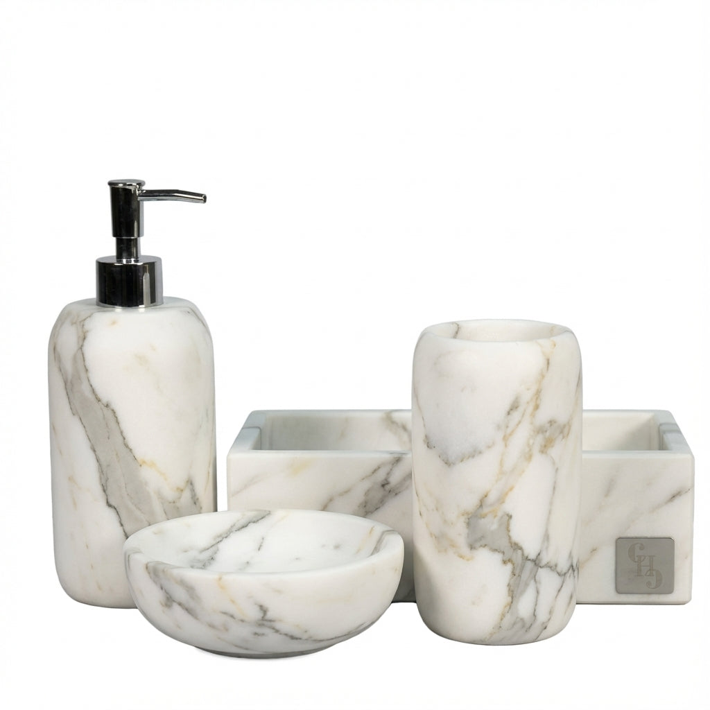 Set da Bagno in Marmo Calacatta Modello "Elegant"