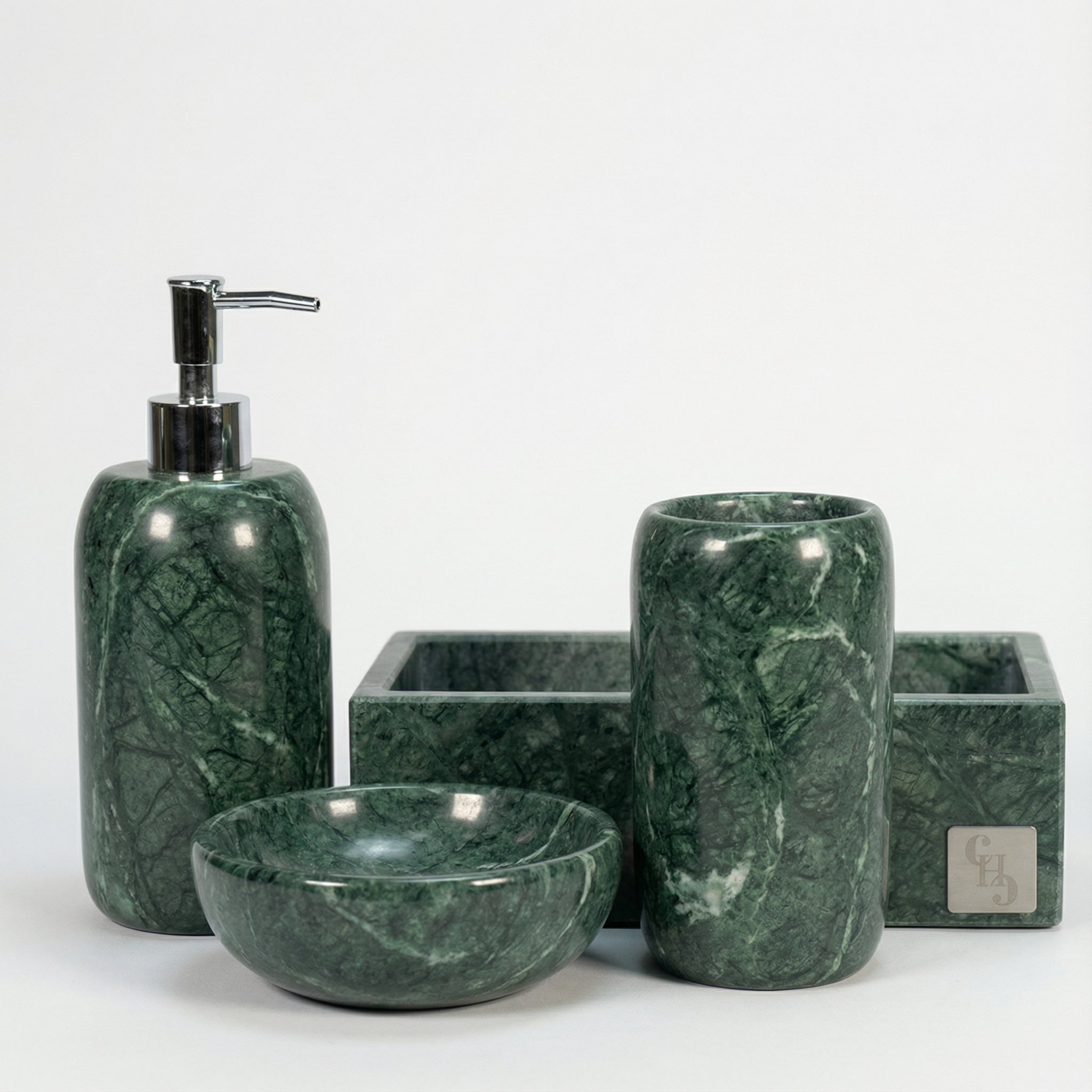 Set da Bagno in Marmo Verde Modello "Elegant"