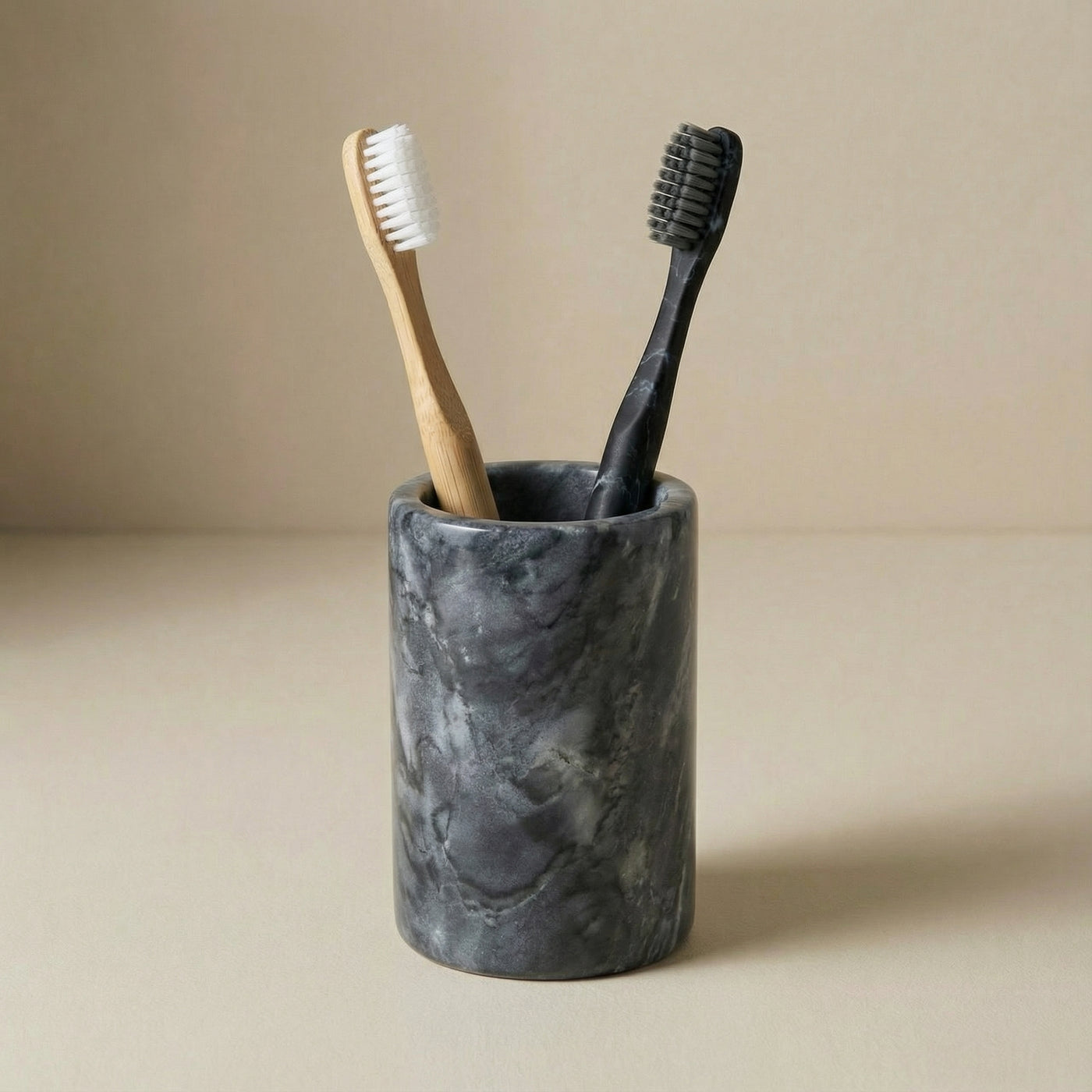 Bicchiere Portaspazzolini in Marmo Grigio Bardiglio - Collezione Minimal