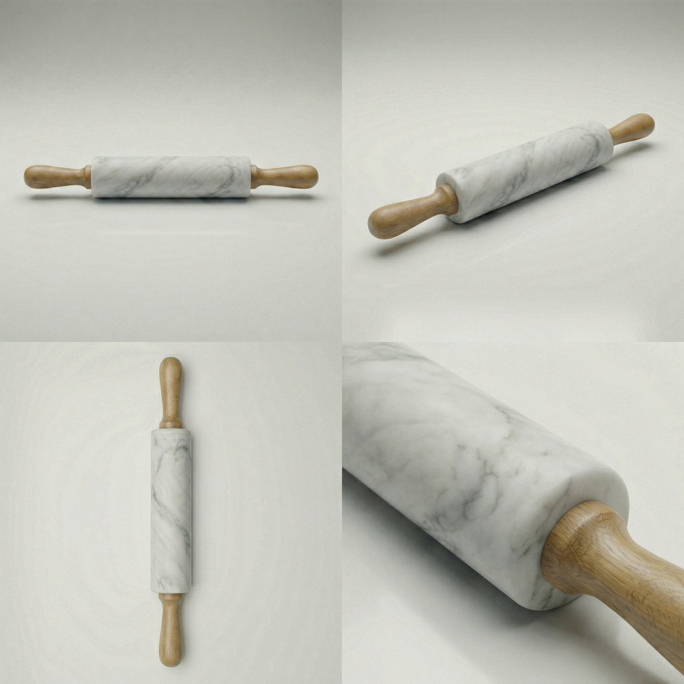 Mattarello in Marmo Bianco di Carrara e Legno Rovere | Design Cucina