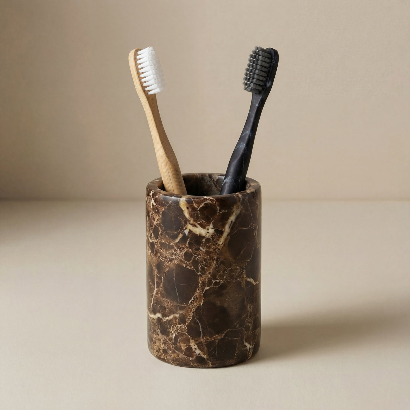 Bicchiere Portaspazzolini in Emperador Dark - Collezione Minimal