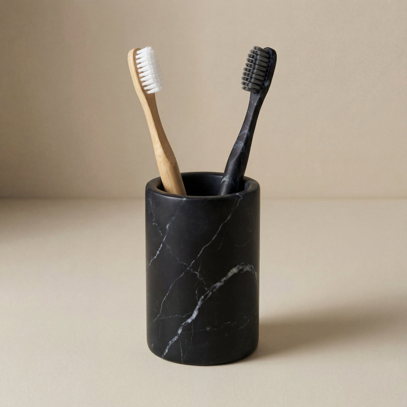 Bicchiere Portaspazzolini in Marmo Nero Marquina - Collezione Minimal