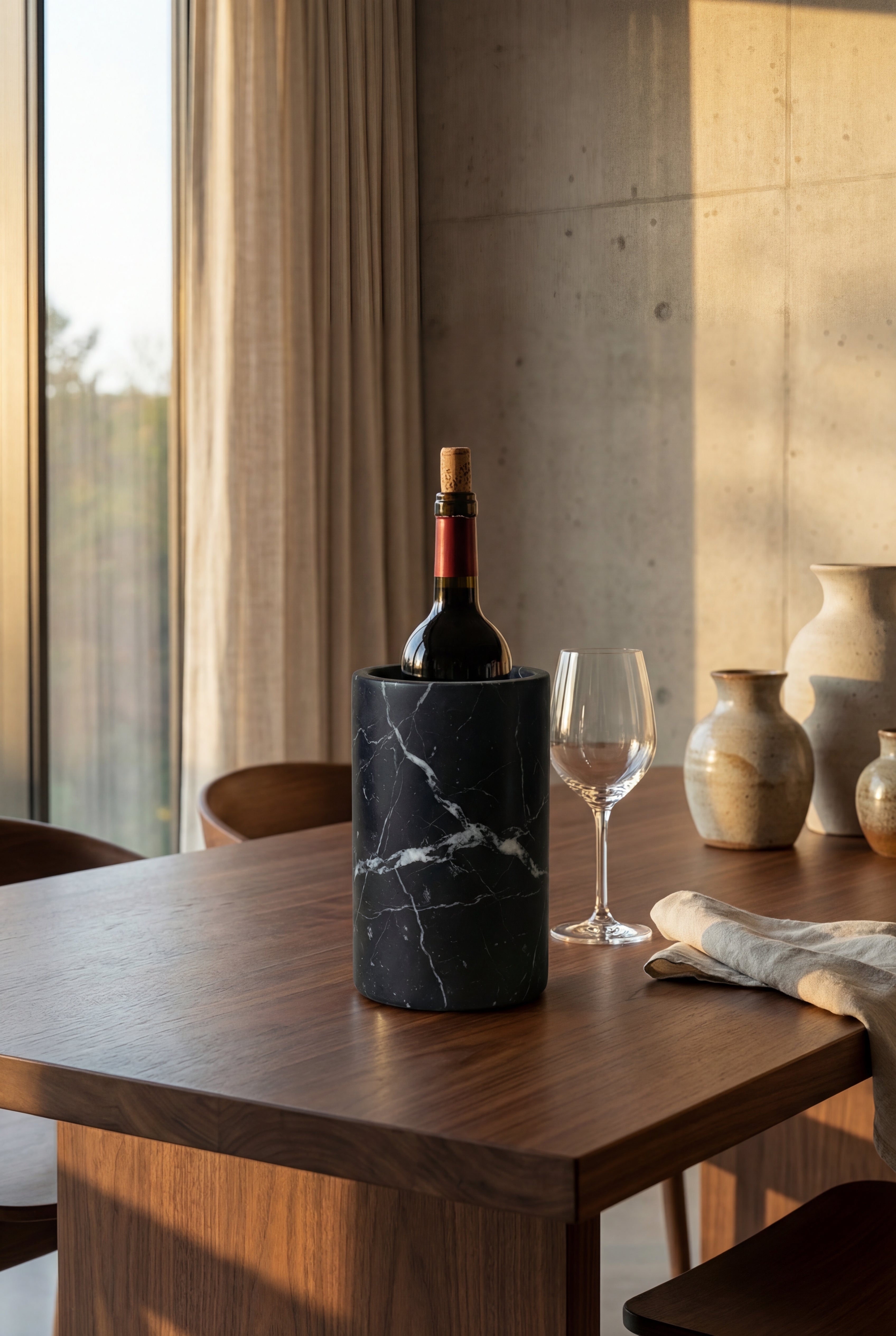 Porta Bottiglie in Marmo Nero Marquina