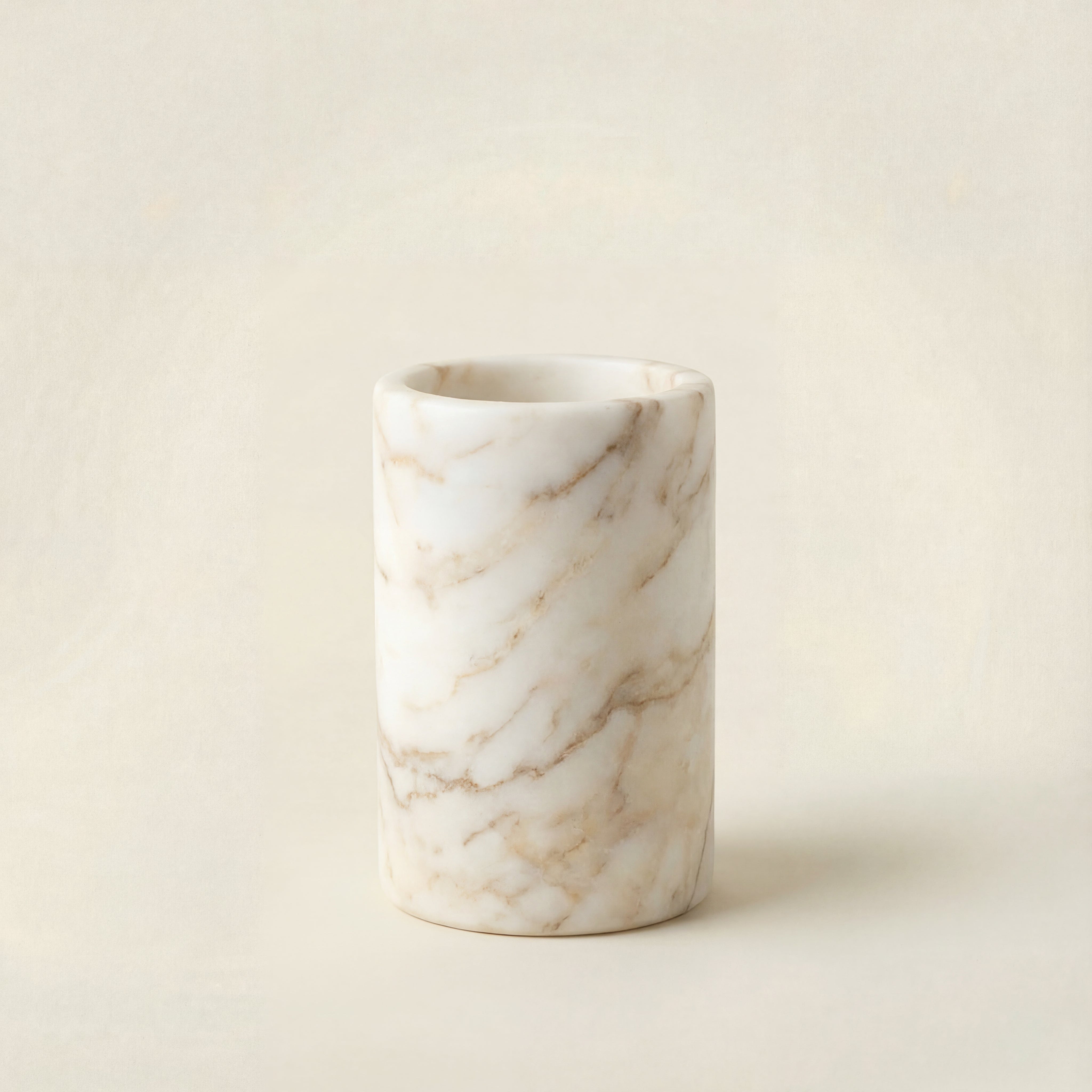 Bicchiere Portaspazzolini in Marmo Calacatta- Collezione Minimal