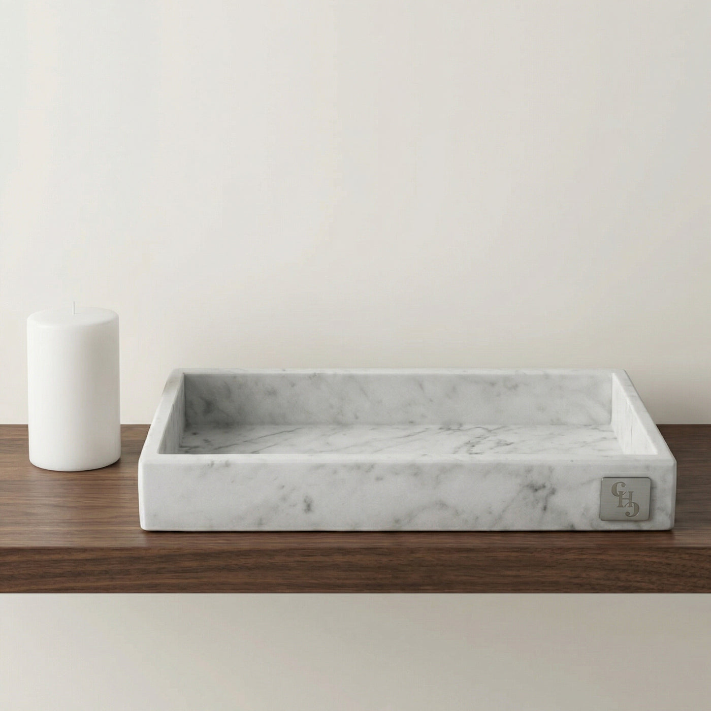 Vassoio Rettangolare in Marmo Bianco di Carrara - Design Artigianale