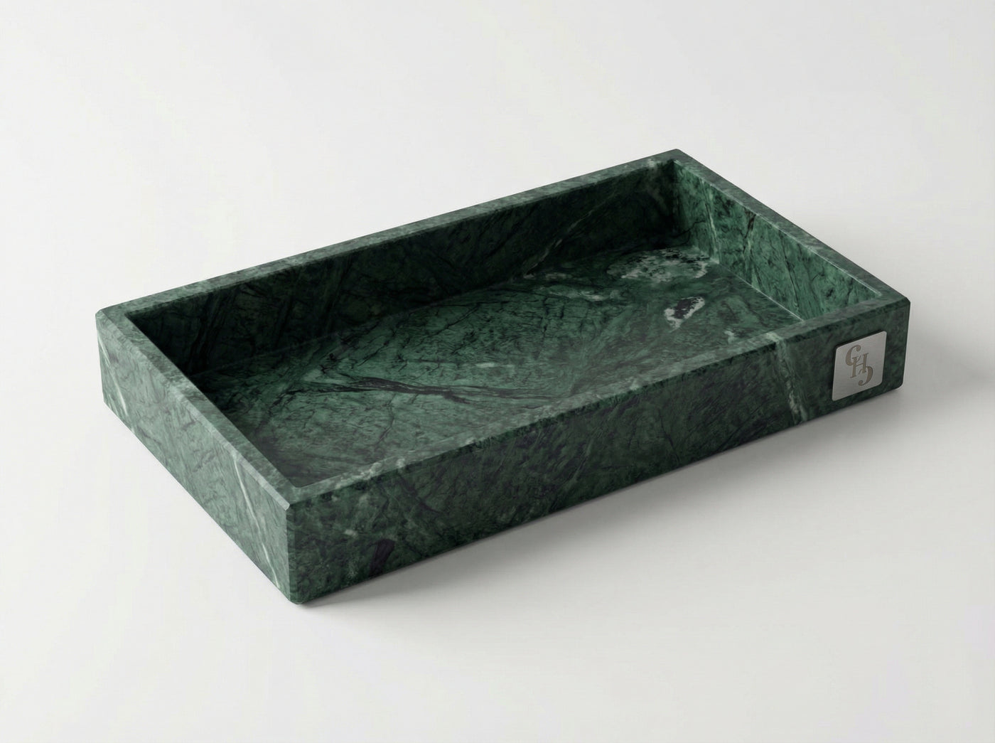 Vassoio Rettangolare in Marmo Verde Guatemala