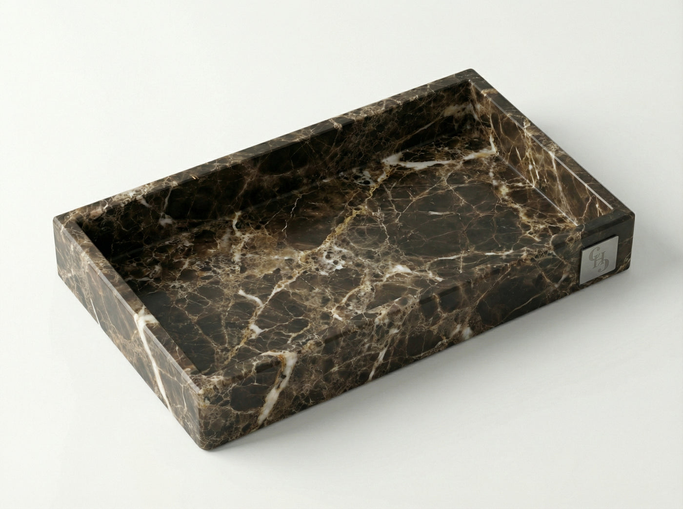 Vassoio Rettangolare in Marmo Emperador Dark