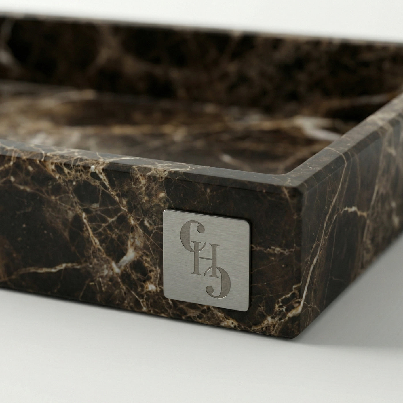Vassoio Rettangolare in Marmo Emperador Dark