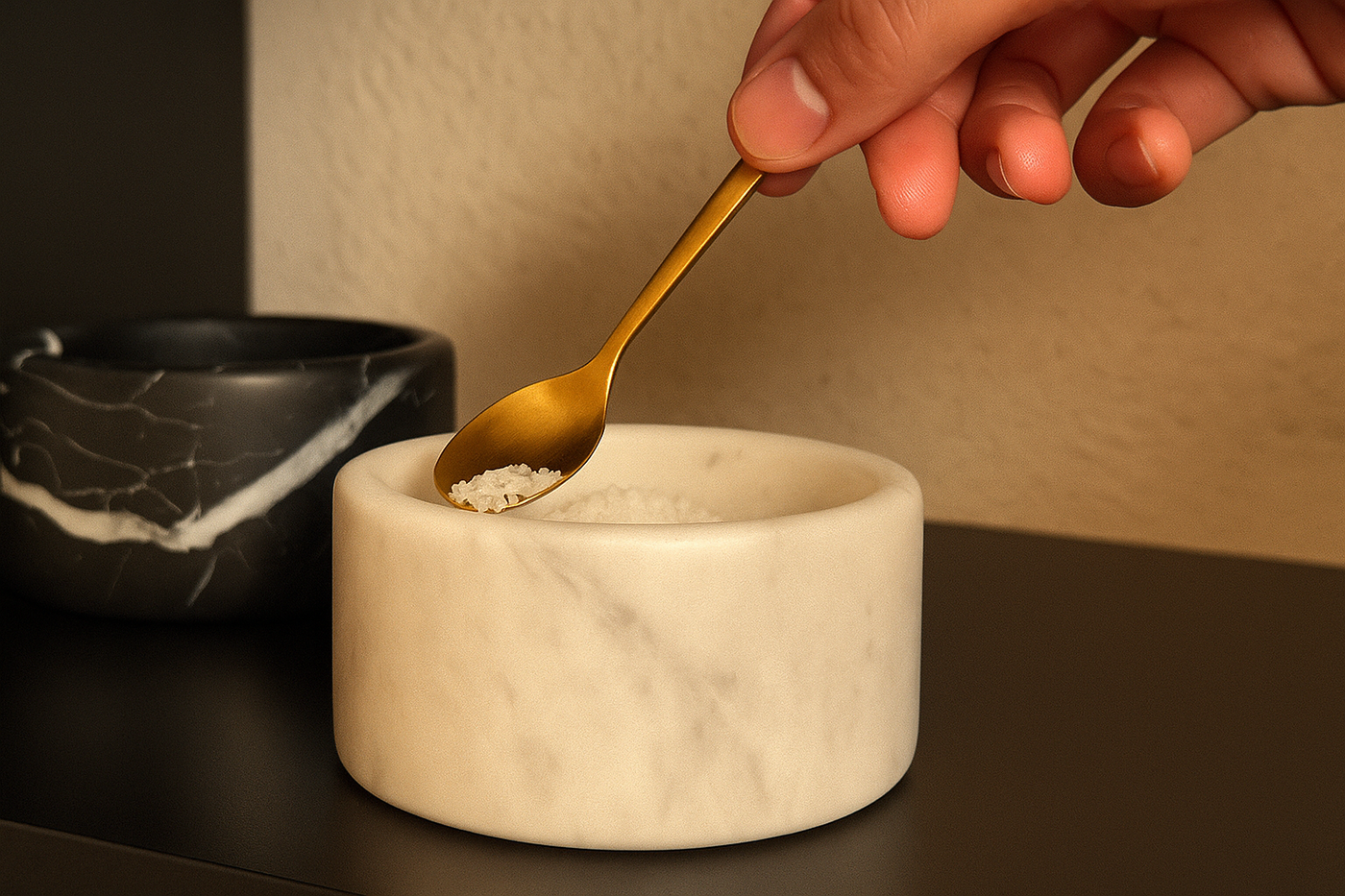 Set Pinch Pot in Marmo Nero Marquina e Bianco Carrara