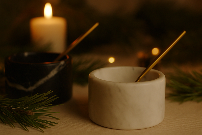 Set Pinch Pot in Marmo Nero Marquina e Bianco Carrara