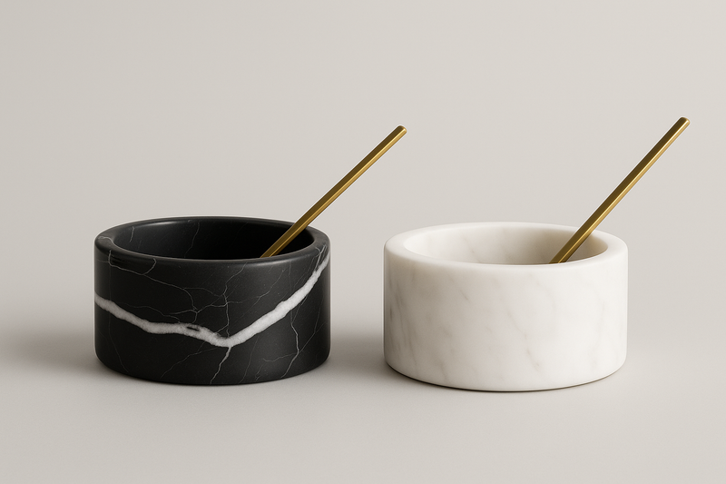 Set Pinch Pot in Marmo Nero Marquina e Bianco Carrara
