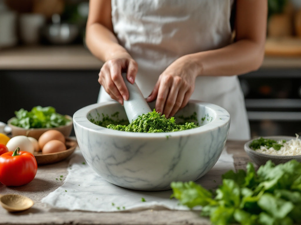 "Pesto"  in marmo Bianco Carrara