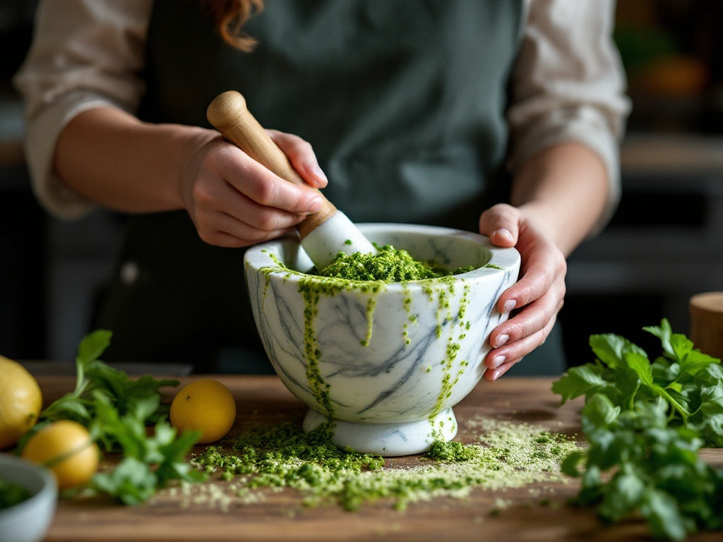 "Pesto"  in marmo Bianco Carrara