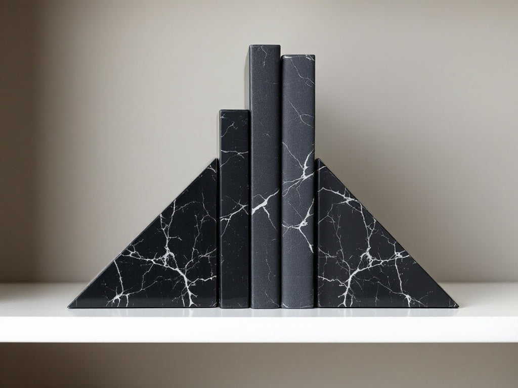 Ferma Libri Classic in Marmo Nero Marquina