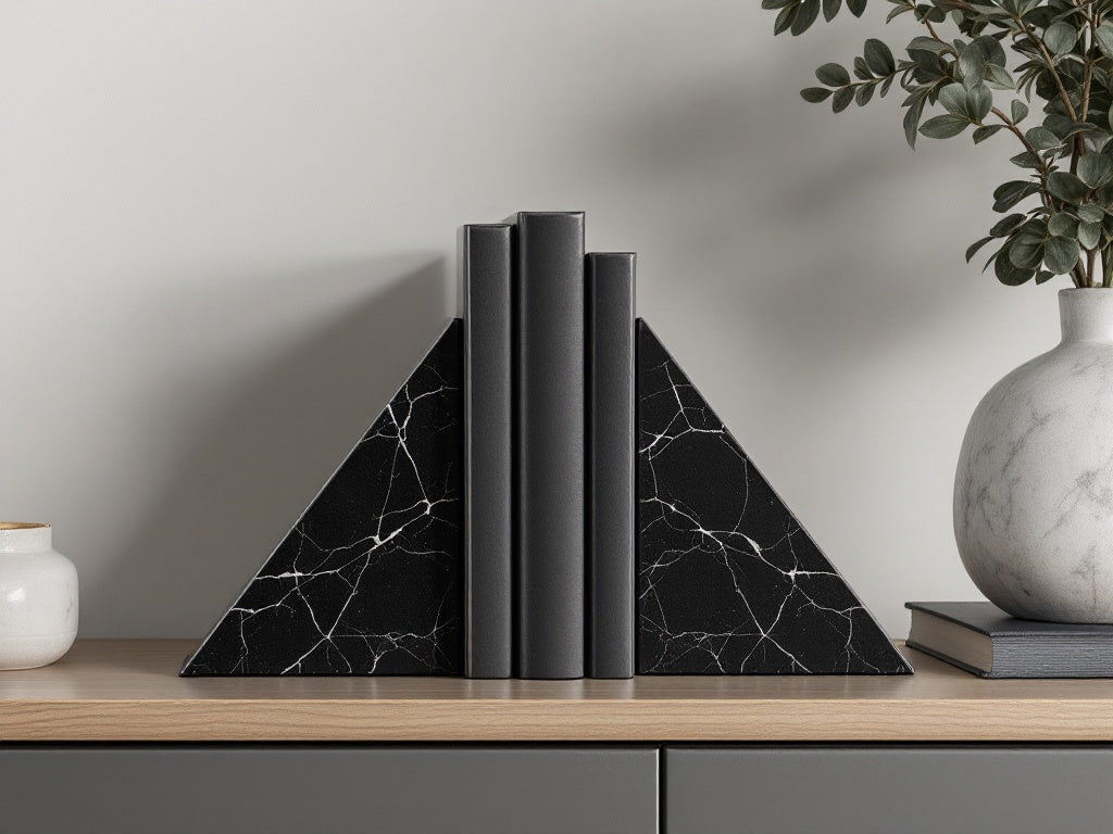 Ferma Libri Classic in Marmo Nero Marquina