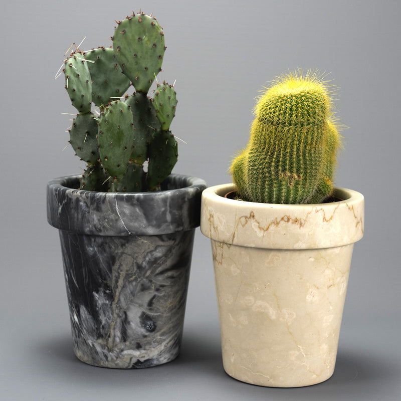 Vaso "Cactus" in Marmo Botticino