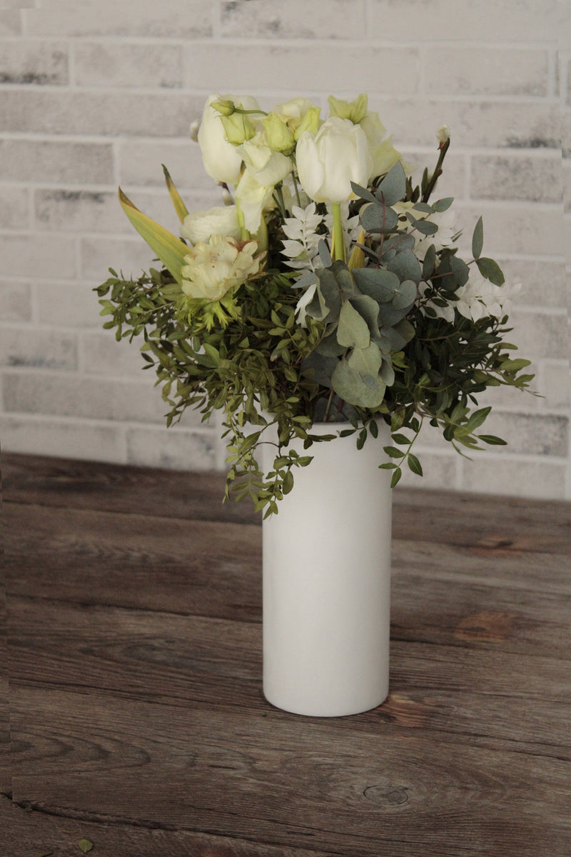 Vaso Cylinder in Marmo Bianco di Carrara