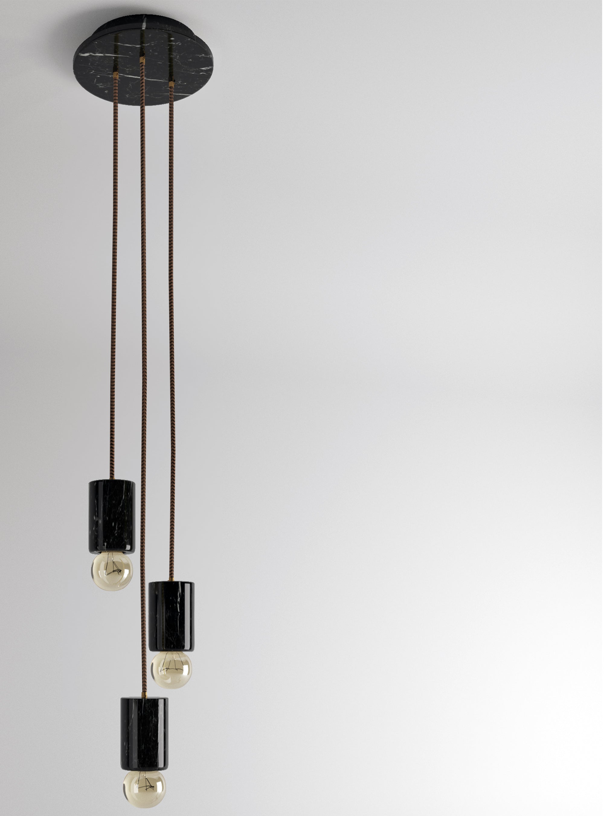 Lampadario in Marmo Nero Marquina - Eleganza Artigianale per la Tua Casa