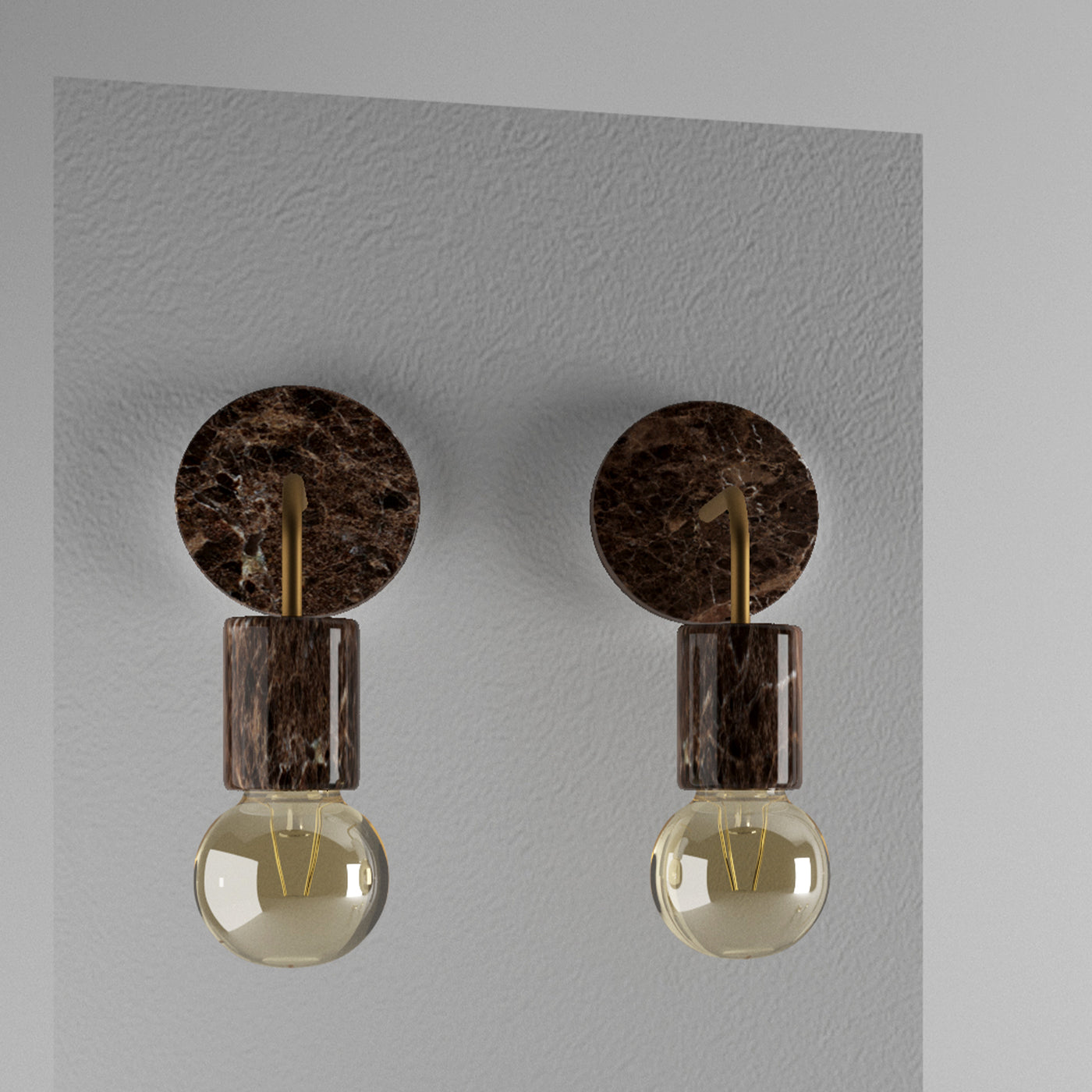 Applique in Marmo Emperador Dark con venature uniche, illuminazione elegante per la casa