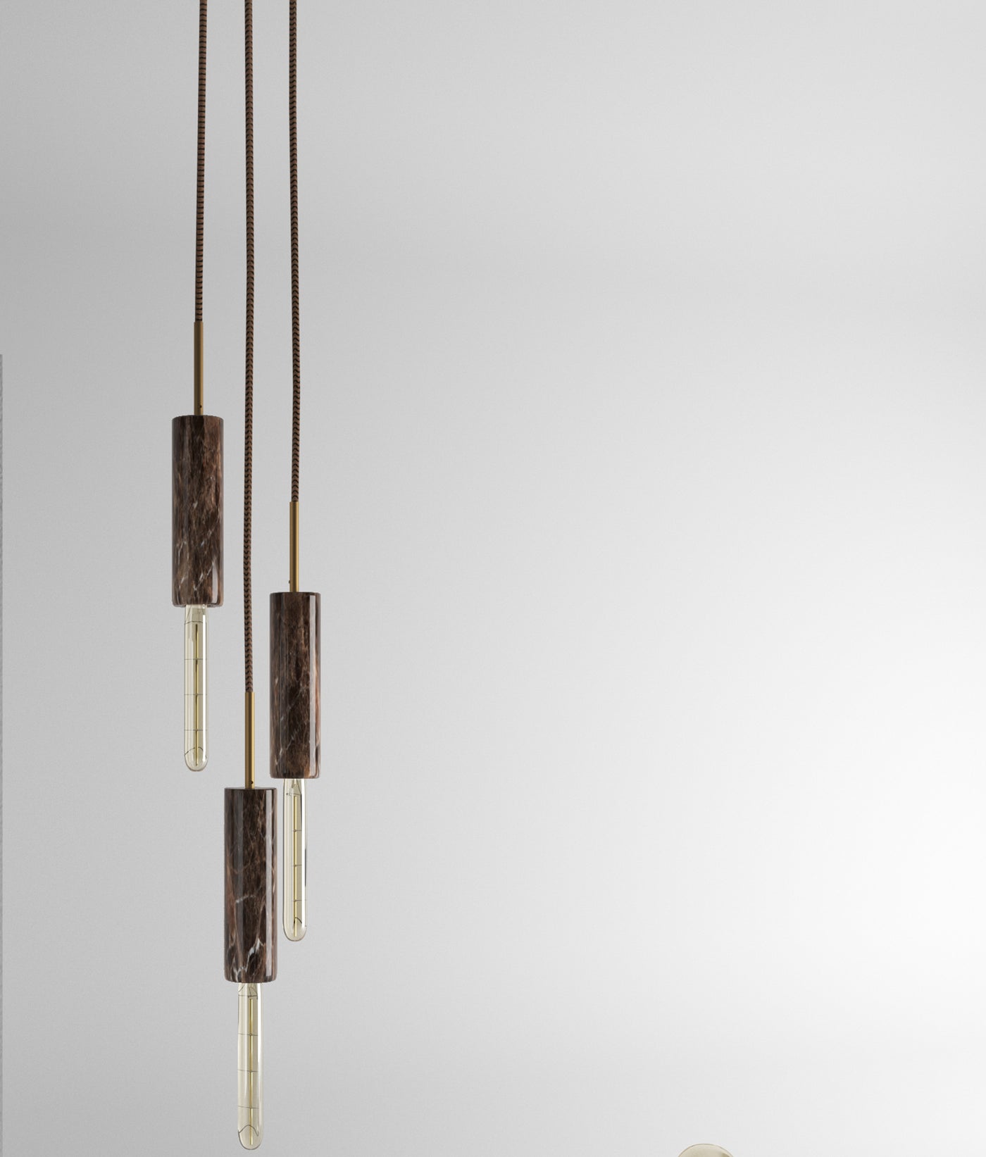 Lampadario in Marmo Emperador Dark con venature uniche, illuminazione elegante per la casa