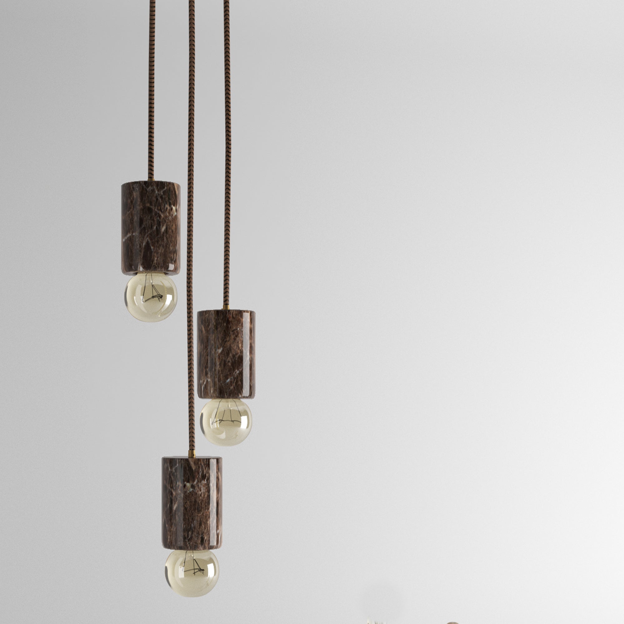 Lampadario in Marmo Emperador Dark - Eleganza Artigianale per la Tua Casa