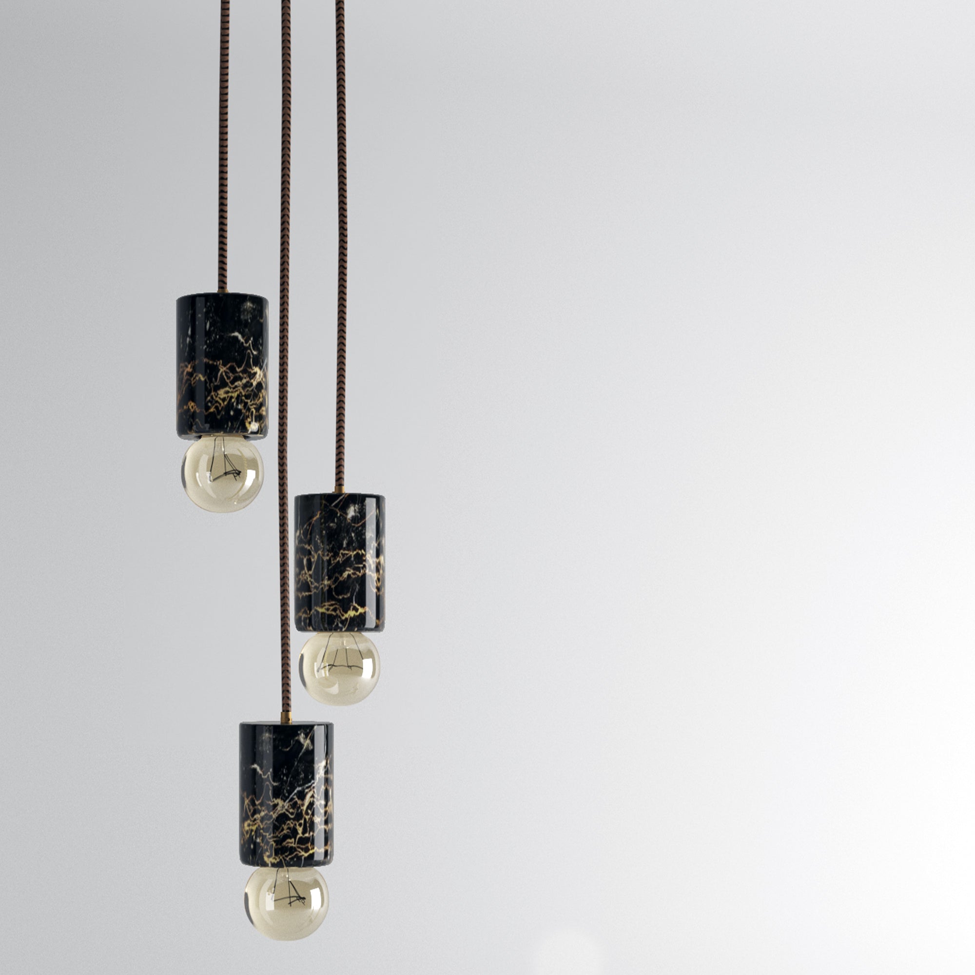 Lampadario in Marmo Portoro - Eleganza Artigianale per la Tua Casa