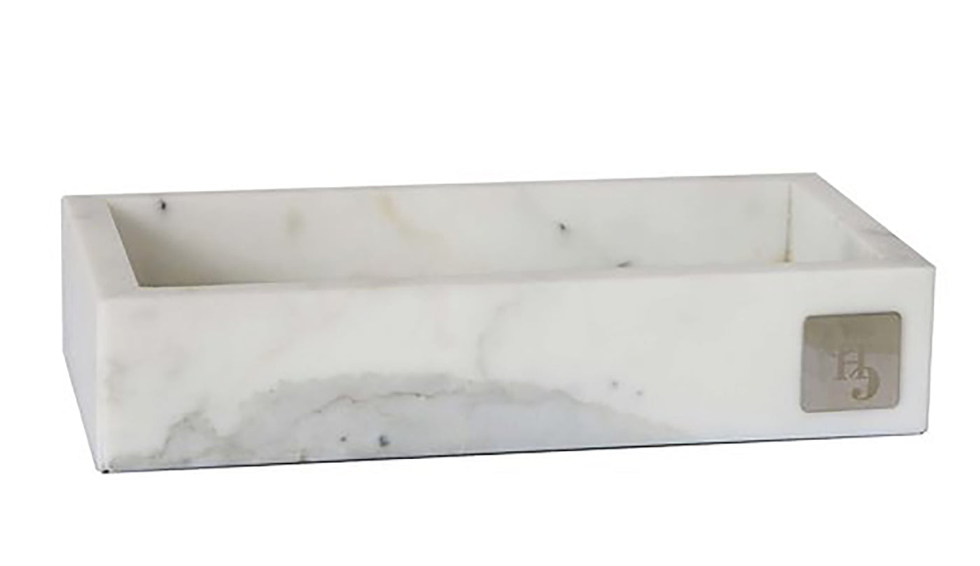 Vassoio in Marmo Bianco di Carrara con venature uniche, accessorio elegante per la tavola.