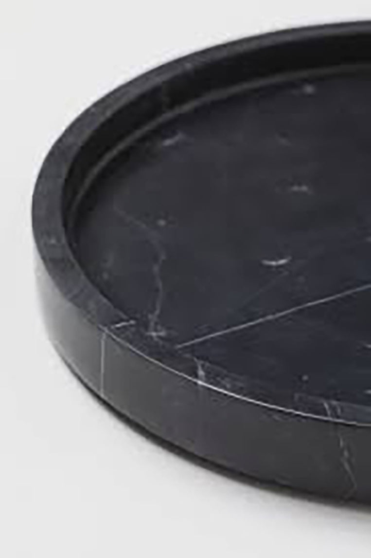 Vassoio rotondo in marmo Nero Marquina